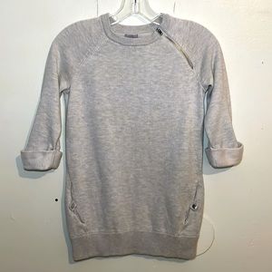 Tahari Gray Girls Sweater w/ Zipper at Collar, Folded Sleeves, Pockets, size 7/8